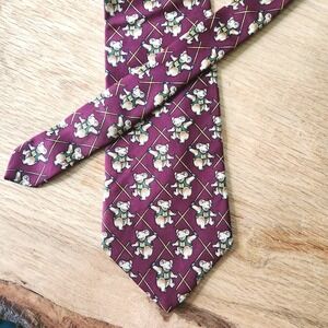 Brooks Brothers Makers Koala Bear Javelin Throwing Silk‎ Tie Red Olympic Sports